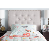 Baxton Studio BBT6691-Greyish Beige-Twin HB-H1217-14 Windsor Modern and Contemporary Greyish Beige Fabric Upholstered Twin Size Headboard